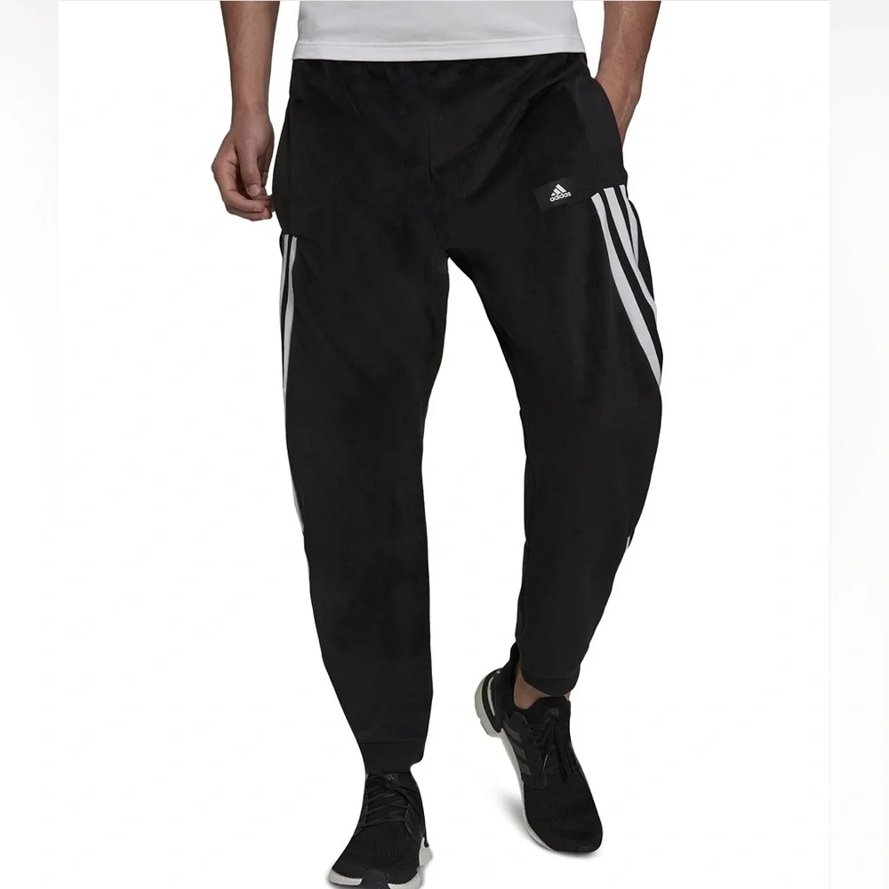 Men’s RARE Adidas NWT Medium Future Icons Ribbed Hoodie/Pants Velour Set - Picture 11 of 15